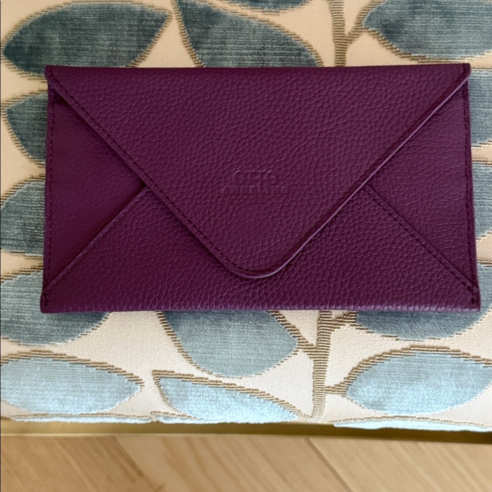 Otto Angelino Plum Leather Envelope Wallet/Clutch